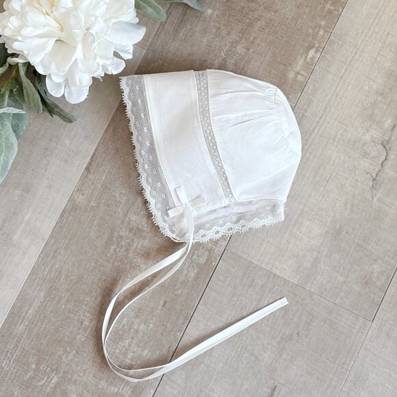 White Heirloom Special Occasion Portrait Gown Slip & Bonnet Set 100% Cotton NWT - Picture 3 of 8